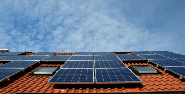 Solar panels on a 2000 sq ft house.